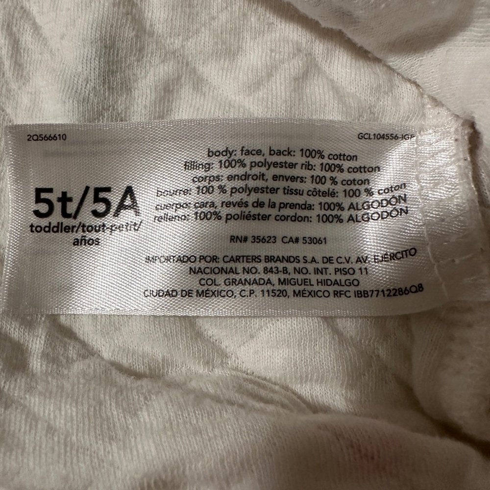 Carter's White Quilted Tee with Cherry and Berry Print Sz 5T - Picture 4 of 5